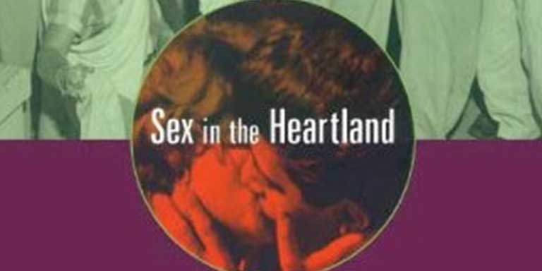 Two people kissing with the phrase sex in the heartland